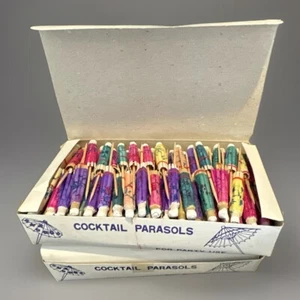 VTG Paper Cocktail Parasols Umbrellas Korea 200+ Party Favors Luau NOS Prop - Picture 1 of 12