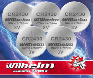 5 x Wilhelm CR2430 Lithium Knopfzelle 3V Bulk Neu