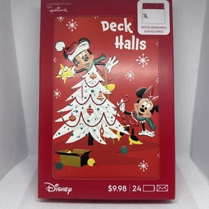 Disney Holiday Christmas Greeting Cards “deck The Halls” 24 Count Mickey Minnie - Picture 1 of 2