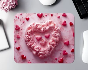 Valentines Day Pink Hearts Dessert Mouse Pad 9.5"x8" Non Slip Rectangle Mousepad - Picture 1 of 2