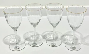 Firmado GORHAM Cristal LAURIN GOLD Patrón 7 1/4" VASOS DE VINO Juego de 4 NUEVO - Imagen 1 de 4