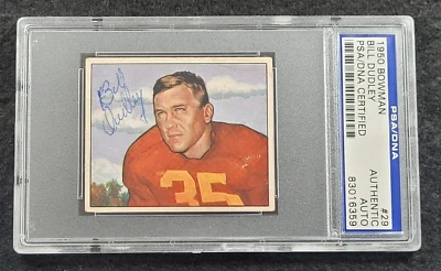 Rare 1950 BULLET BILL DUDLEY Signed Bowman Football Card-HOF-REDSKINS-PSA - Image 1 of 4
