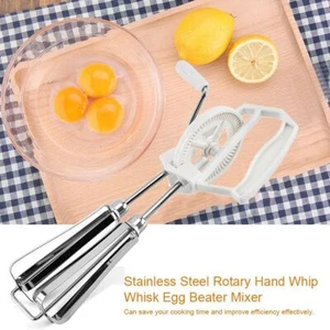 Rotary Manual Hand Whisk Egg Beater Mixer Stainless Steel Kitchen Tools - Picture 1 of 14