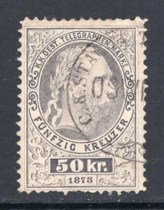 Österreich 1873 Franz Joseph 50kr grau Telegraph Briefmarke lithographiert gebraucht rar! - Bild 1 von 1