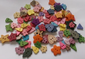 Lot of over 50 multicolor assorted 2-4 holeflatback buttons-scrapbook pieces NEW - Picture 1 of 2