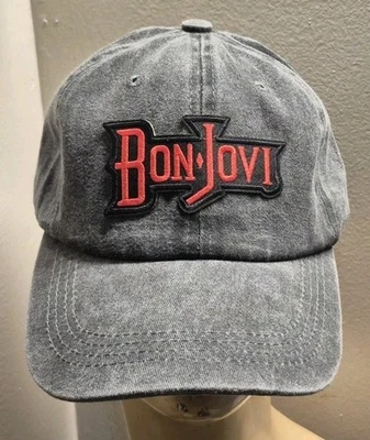 Bon Jovi Ball Cap Low Profile Blackened & Unstructured Adjustable Bon Jovi Hat - Image 1 of 4