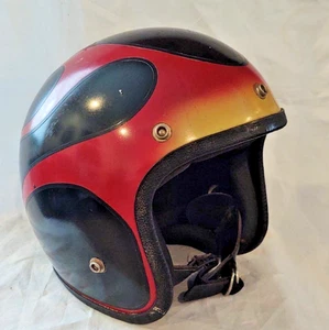 Vintage 1960s-70s Open Face Motorcycle Helmet Z-90 Old School Flames Small - Bild 1 von 7