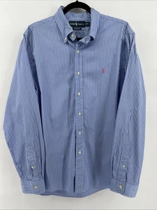 Ralph Lauren Polo Custom Fit blau-weiß gestreift rosa Pony Größe XL - Bild 1 von 8