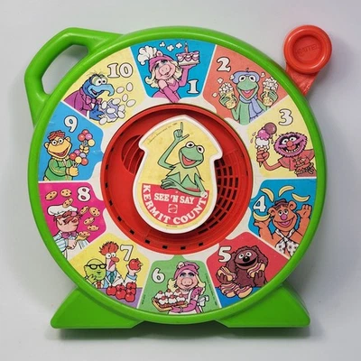 Juguete vintage Muppets Kermit Counts See 'n Say 1990 Mattel Henson Foto 1 de 4