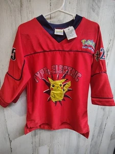 VTG Nintendo Pokemon Pikachu Embroidered Jersey Shirt Youth Boys Size 5 Anime - Picture 1 of 11