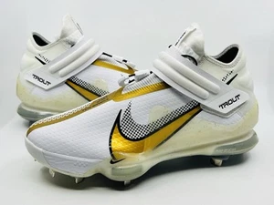 Nike Force Zoom Trout 7 Pro Mid White Metallic Gold Size 10.5 - Picture 1 of 7