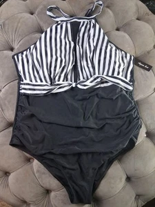 Aqua Eve Swimsuit Women's Plus 24W Full Coverage Tummy Control - Picture 1 of 6