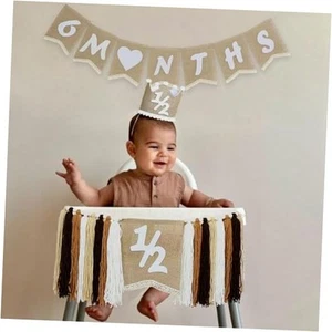 1/2 Birthday High Chair Banner,Half Birthday Crown Hat,6 Months Banner - Picture 1 of 8