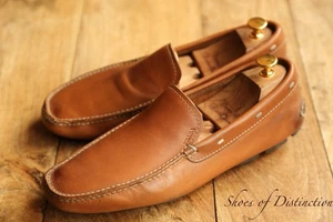 Prada Tan Brown Leather Driving Shoes Loafers Men's UK 8 US 9 EU 42 Italian Made - Picture 1 of 10