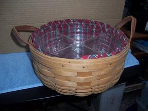 Longaberger 2002 CESTA DE DARNING FORRO A CUADROS Y 2 PROTECTORES DE PLÁSTICO DIVIDIDOS - Imagen 1 de 6