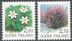Finland 1990 MNH Set of 2 Definitive Stamps - Wood Anemone - Calluna - Flowers