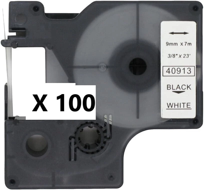 100 X 9 мм этикетка ленты 40913 D1 DM1 черный на белом для DYMO этикетка менеджер комплект  - Изображение 1 из 1