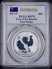 PCGS MS70 Australia 2017-P Silver 50C First Strike Year Of The Rooster