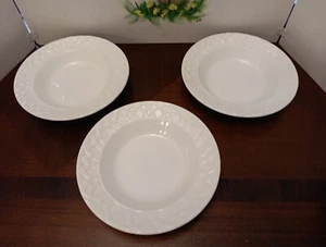 3 Pier 1 One BASKET RELIEF Quadrifoglio Italy Large Rim Soup Bowls ~ Some Flaws~ - Picture 1 of 9
