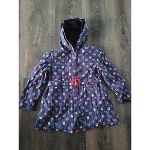 Gymboree Floral Rain Coat Hooded Tulip Print Belted Jacket Size S (5-6) #R - Picture 1 of 5