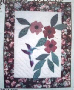 Hummingbird & Flowers applique quilt block 3 pattern by Patricia Cox *W - Picture 1 of 3