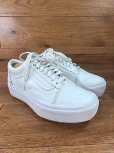Vans Era Stacked White Leather Platform Shoes Sneakers Woman's Size 8 - Picture 1 of 11