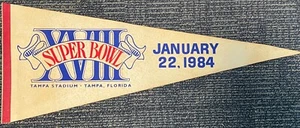 Vintage Super Bowl XVIII Pennant - 1/22/1984 Redskins vs. Raiders - Picture 1 of 3