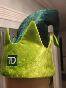TD Bank Festive Christmas Holiday Velvet Green Elf Hat - One Size NEW - Picture 1 of 4