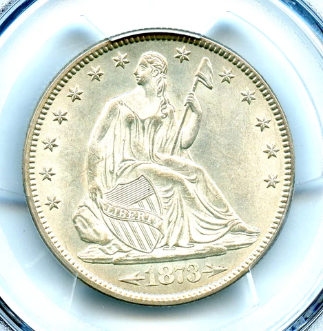 1873 Arrows Liberty Seated Half Dollar, PCGS MS63+ Cover