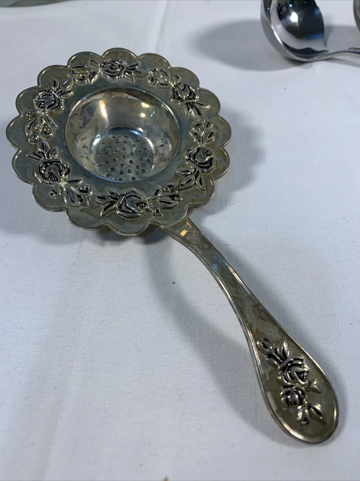 A Special Place TEA BALL Infuser Strainer Silver Plate Fancy Roses Deco Spoon - Image 1 of 4