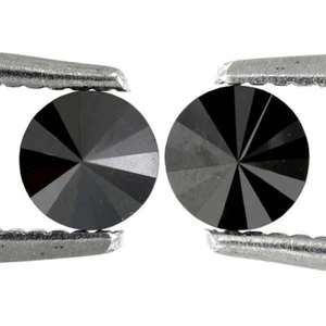 ROUND DIAMOND PAIR 1.3MM NATURAL DIAMOND PAIR BLACK FANCY - Picture 1 of 18
