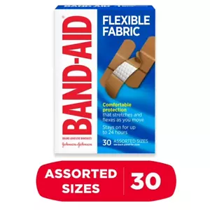 Band-Aid Brand Flexible Fabric Adhesive Bandages, Assorted, 30 Ct - Picture 1 of 5