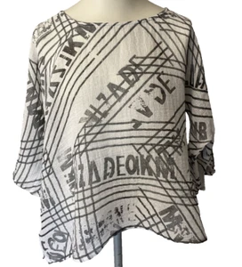 Kamuflage Oversized Linen Tunic - Abstract-Grey/White Short Sleeved - No 3 - XL - Bild 1 von 8