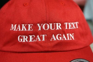 PERSONALIZADO Bordado Añade Tu Texto Haz TU TEXTO Genial Otra vez Sombrero Trump Biden maga - Imagen 1 de 8