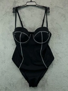 NWT ONIA Valerie One Piece Swimsuit Wire OTS Womens Large Black Crinkle Texture - Picture 1 of 7