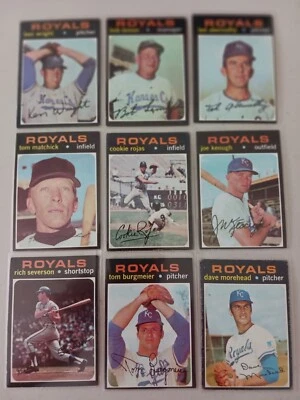 Lote de 9 tarjetas vintage 1971 Topps Kansas City Royals. COOKIE ROJAS, BOB LEMON Foto 1 de 4