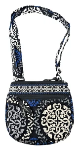 Vera Bradley Womens Hipster Crossbody Shoulder Bag Handbag Black White Cobalt S - Picture 1 of 10