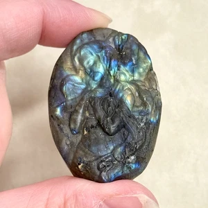 Labradorite Angel Crystal Carving - Natural Gemstone Carved Cabochon 1.9" - Picture 1 of 3
