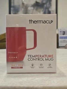 THERMACUP Premium Self-Heating Coffee Mug with Lid, 12 oz, Cherry Red - NEW - Picture 1 of 6