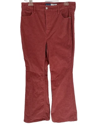Pantalones de pana pequeños Old Navy para mujer talla 12 tiro alto acampanados rojo óxido Foto 1 de 4