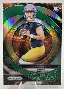2024 Panini Prizm Portals Green Prizm JJ McCarthy Rookie RC Minnesota Vikings - Foto 1 di 2