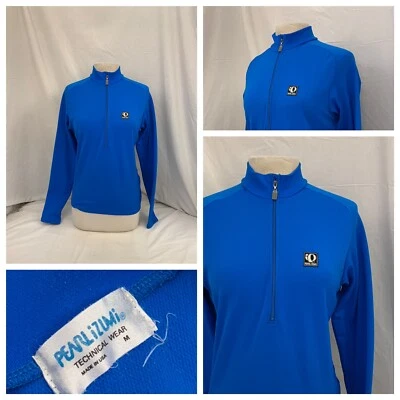 Pearl Izumi Cycling Jacket M Blue 1/2 Zip Long Sleeve 100% Polyester YGI Y1-639 - Image 1 of 4