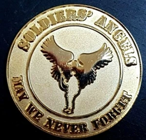 Challenge Coin Soldiers' Angels May We Never FOrgEt VS gold tone 220lr-cb4 - Picture 1 of 3