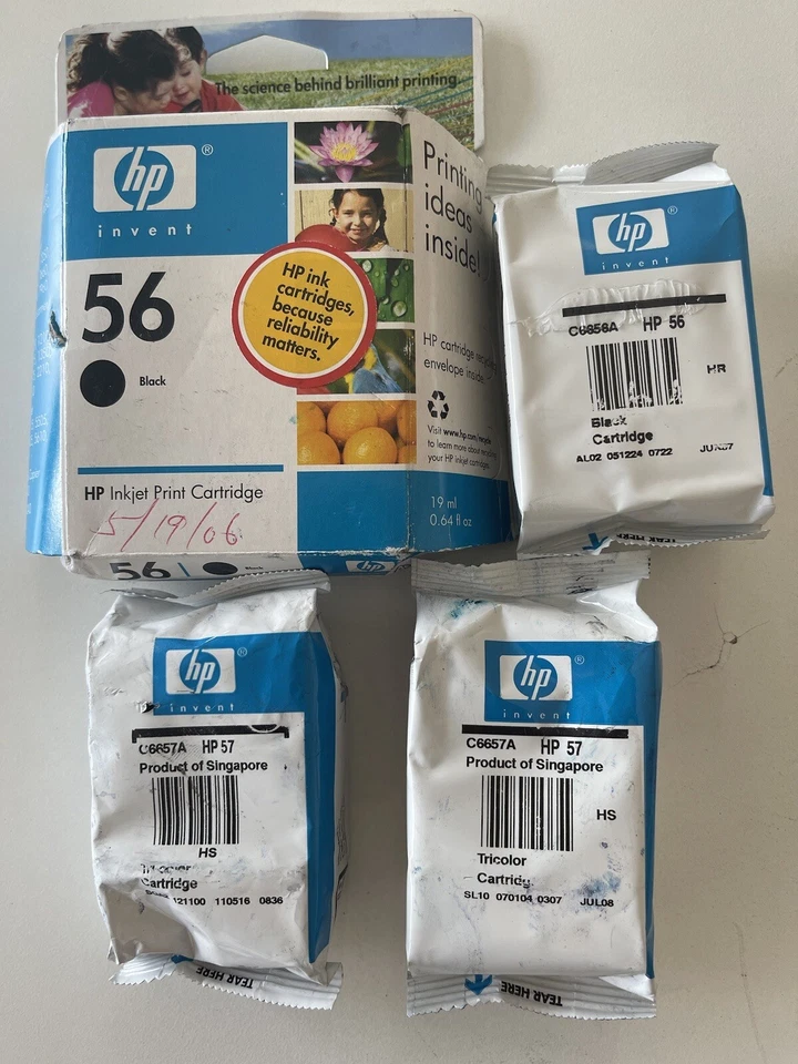 Juego completo de 2 cartuchos de tinta HP 56 57 combo para impresora HP7660 7755 - TINTA OEM - caducado Foto 1 de 2