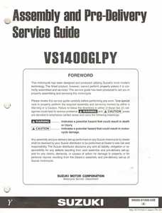 OEM Genuine Suzuki New Bike Service/Assembly Manual 2000 VS1400 Intruder - Foto 1 di 3