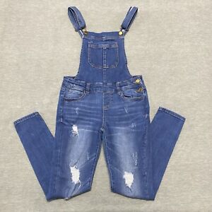 Wax Jean Overalls Womens Small Blue Bib Denim Distressed Stretch Pants S Jeans