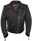 True Element Mens Traditional Vented Leather Motorcycle Jacket S 5Xl