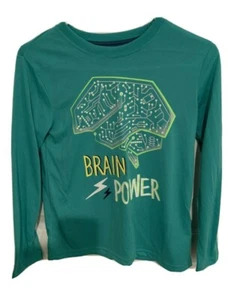 Cat & Jack "Brain Power" Green Long Sleeve Pajamas - NEW - Size M (8-10) - Picture 1 of 3