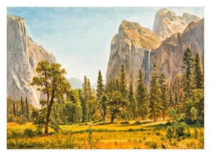 Bridal Veil Falls Yosemite Valley A2 by Albert Bierstadt High Quality Art Print - Picture 1 of 1