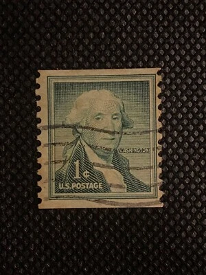 Vintage Washington 1954 1c Green Used Stamp Collectible - Image 1 of 2